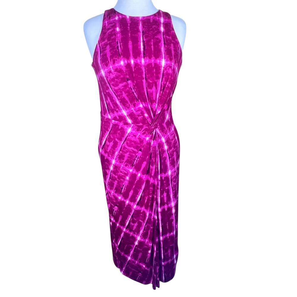 INC “Ibiza” Dye Pink Tie-Dye Print Sleeveless Stretchy Maxi Dress Small NWT